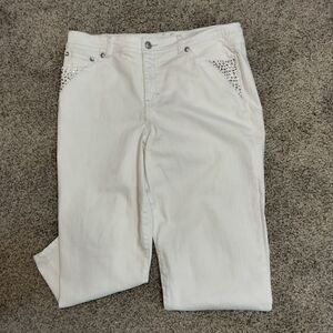 Plus Size Style & Co. White  Capris With Sequined Embellishments